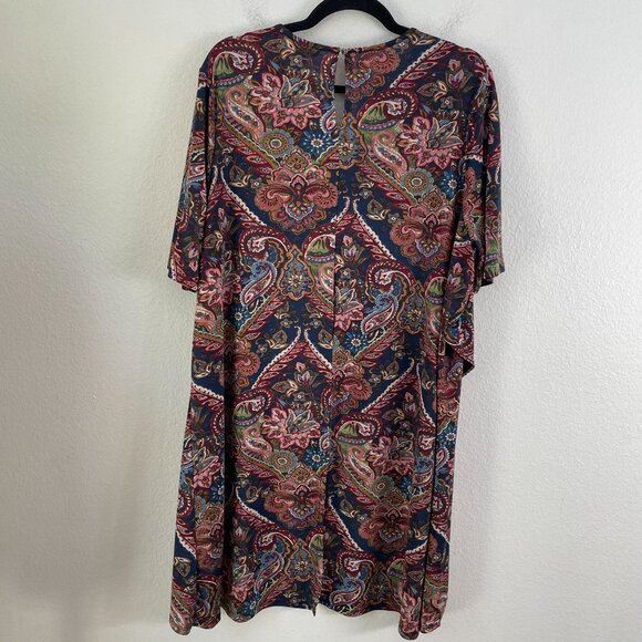 Cocomo Woman Plus 2X  Paisley Tunic Top Blouse Short Sleeve Stretch Shirt Top - Picture 9 of 10